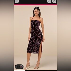 Lulus Elegant Persuasion Black Burnout Velvet Lace-up Midi Dress - Size M